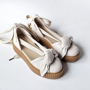 Puma Fenty Rihanna Bow Creeper Platform Sneakers Cream Leather US 6